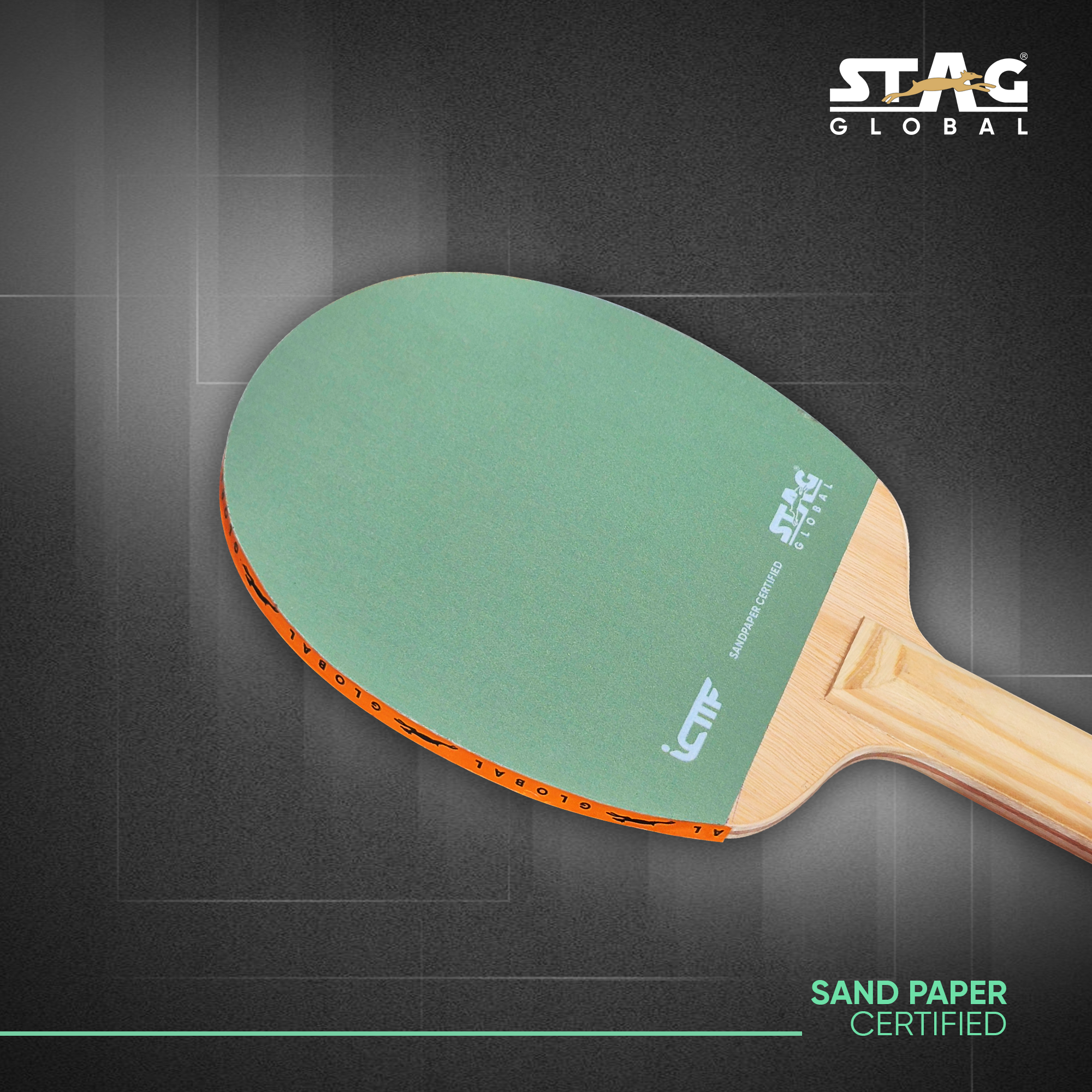 Stag Global ICTTF Certified Sandpaper Table Tennis Racket | Classic Sandbat|